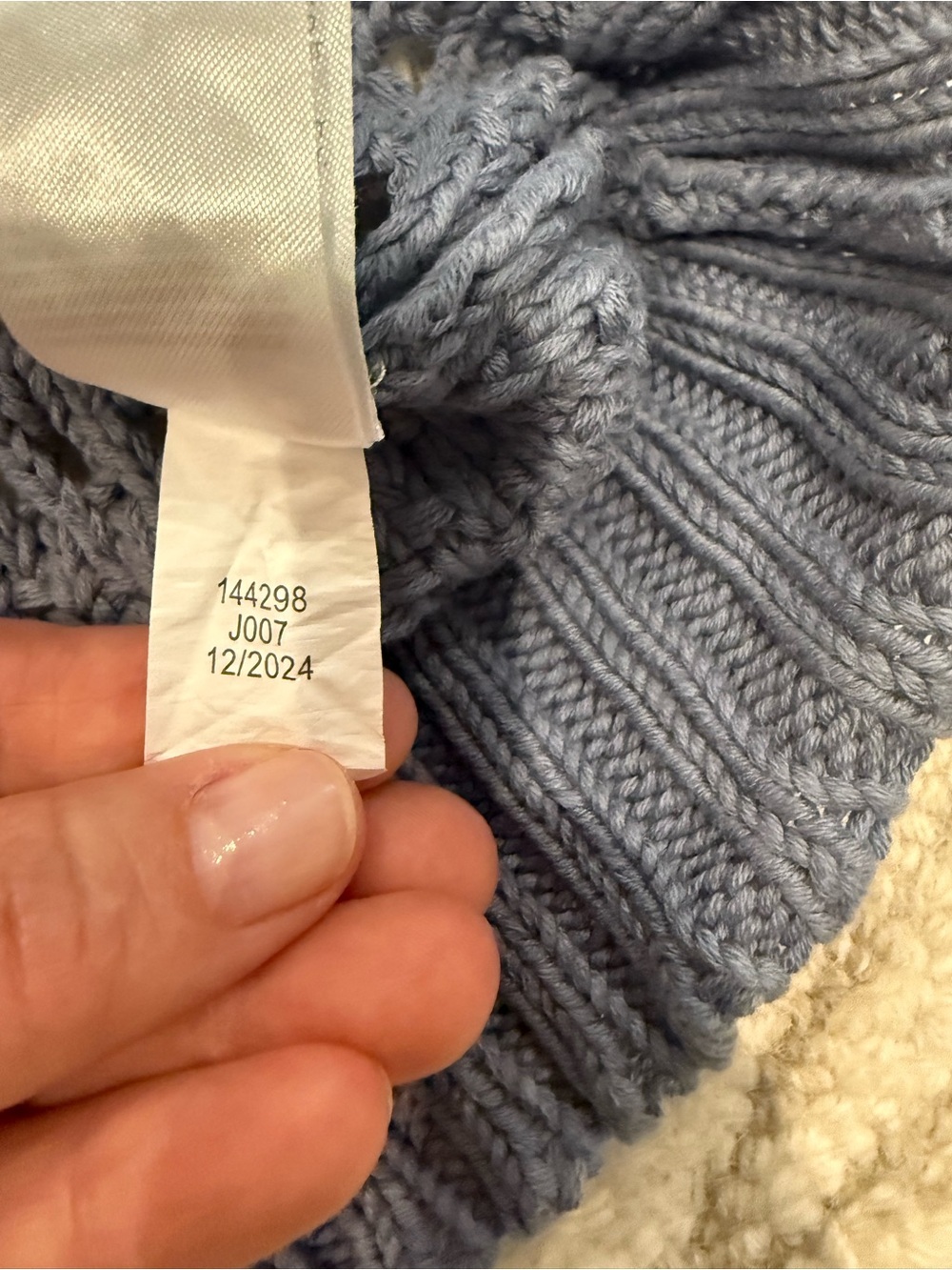 Lucky Brand Blue Open Knit Crochet Sweater XS - Picture 7 of 8
